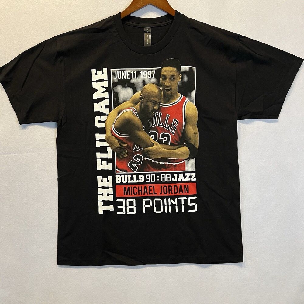 Michael Jordan Bulls 1997 “Flu Game” with Pippen Graphic Tee XL